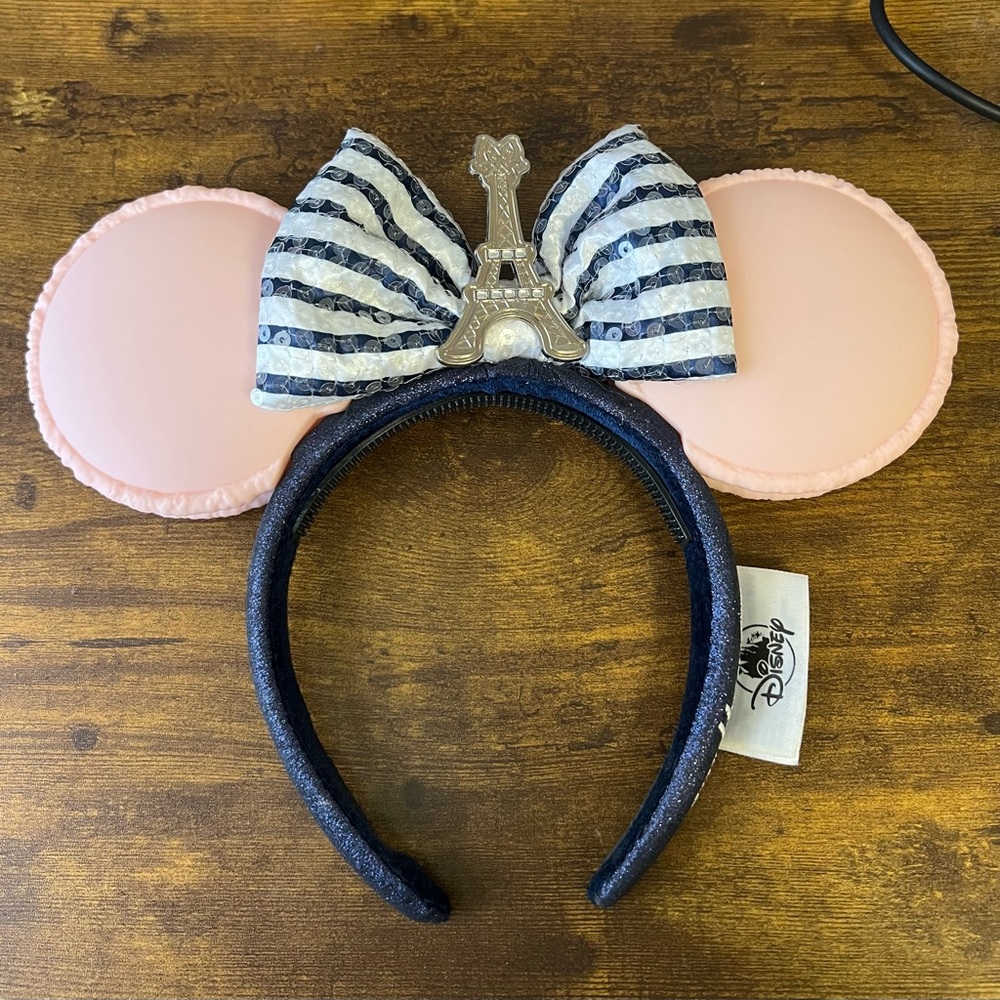 Disney Pink Macaron Striped Minnie Mouse Ears Headband